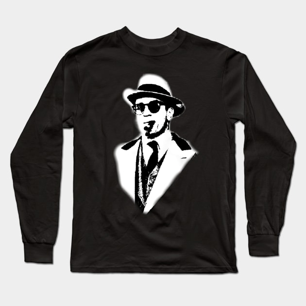 Robert De Niro smoking Al Capone mafia gangster movie Untouchables painting black and white Long Sleeve T-Shirt by xsdni999